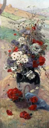 Säsongsbetonade blommor - höst. Målning av Eugene Henri Cauchois (1850-1911) Privat samling.