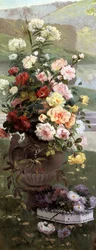 Säsongsblommor - sommar. Målning av Eugene Henri Cauchois (1850-1911) Privat samling.