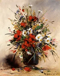 Vilda blommor i en vas. Målning av Eugene Henri Cauchois (1850-1911, Frankrike) Privat samling