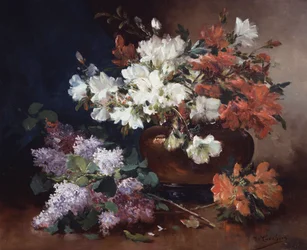 Stilleben med syrener. Målning av Eugene Henri Cauchois (1850-1911) Privat samling.