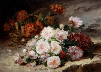Rosor och kryddnejlikor. Målning av Eugene Henri Cauchois (1850-1911) Privat samling.