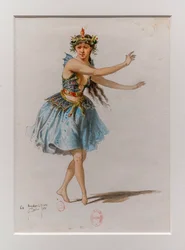 Korriganen. Balett av Charles-Marie Widor, kostymmodell. 1880, penna, akvarell och gouache på papper.