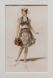 Korriganen. Balett av Charles-Marie Widor, kostymmodell. 1880, penna, akvarell och gouache på papper.