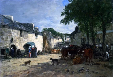 Boskapsmarknad i Daoulas, Bretagne