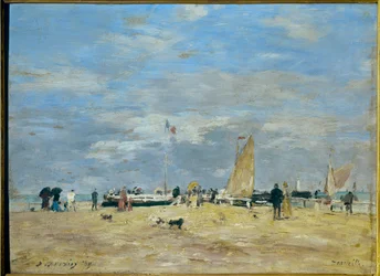 The jetty of Deauville”” - Målning av Eugene Louis Boudin (1824-1898) 19:e Höjd: 0,235 m - Bredd: 0,325 m Paris, Musée d