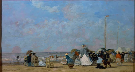 På Trouville Beach, av Eugene Boudin, målning