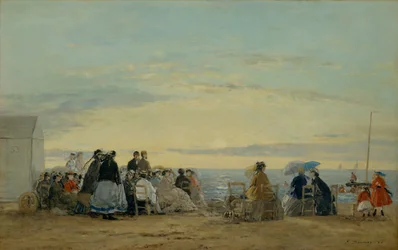 På stranden, solnedgång, 1865.