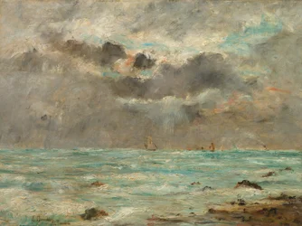 Kusten vid Trouville, ca 1865-1900 (olja på tyg)