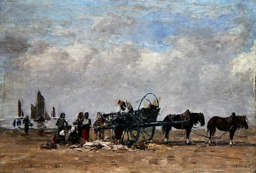 Fiskvagnen, Berck, ca 1880 (olja på duk på panel)