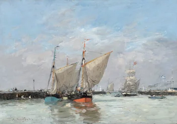 Trouville, pirerna, högvatten, 1876
