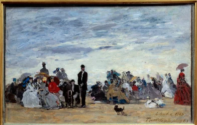 Trouville strand. Målning av Eugene Louis Boudin (1824-1898)