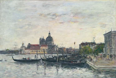 Venedig, mullvaden vid ingången till Canal Grande och salut, kväll, 1895