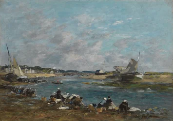 Tvättkvinnor på stranden av floden Touques; Tvättkvinnor på en av armarna på La Touques, 1866