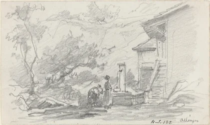Kvinnor vid en brunn, Allinges, sent 1800-tal.