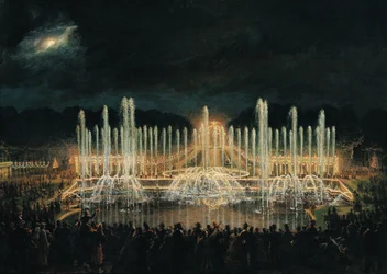 Upplyst fontän i Bassin de Neptune för att hedra prins Francisco de Assisi de Bourbon (1822-1902) 21 augusti 1864