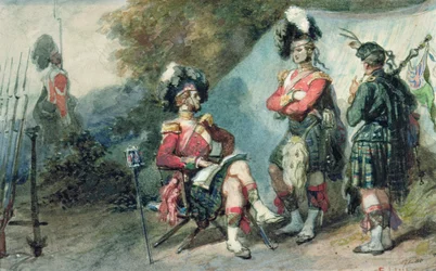 Officerare för 79th Highlanders vid Chobham Camp 1853