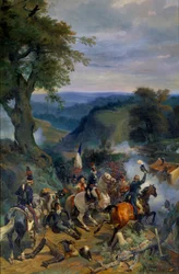 Revolutionära krig: "" Slaget i Argonnes föroreningar under befäl av general Dumouriez i september 1792"" Målning av Eugene Louis Lami (1800-1890) 1834 Sön. 1,9x0,9 m