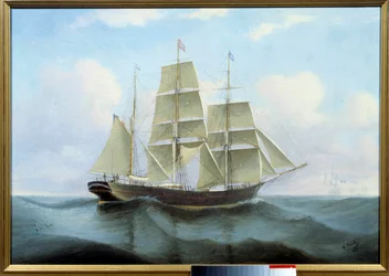 Le mansart, long mail fecampois Målning av Eugene Petitty (1800-talet) 1876 Fecamp, Museum of the Newfoundland