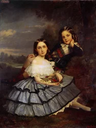 Porträtt av Noemie (1847-1916) och Henri Pecquet du Bellet Målning av Eugene Quesnet (1816-1899) 1855 cirka sön. 1,46x1,14 m Blerancourt, Musee Franco American