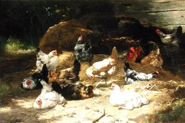 Kycklingar (olja på duk)