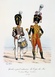 Ordinarie fotvakter av kungens kår, trummajor och trumslagare, 1822-30