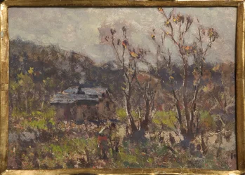 Farmstead (olja och tempera på papper)