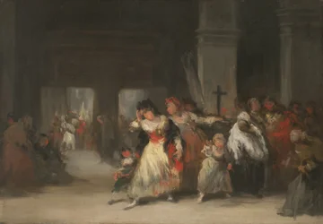 Inne i kyrkan, ca 1860-66 (olja på plåt)