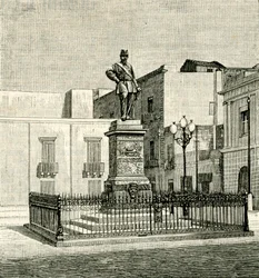 Monument till Vittorio Emanuele II (1820-1878), av Eugenio Maccagnani (1852-1930), Lecce, Apulien, Italien