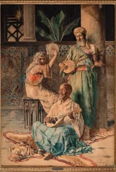 Tre orientaliska musikspelare (tempera på papper)