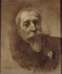 Porträtt av poeten, journalisten och romanförfattaren Anatole France 1844-1924, ca. 1900.