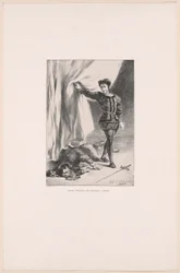 Hamlet och Polonius kropp, plansch 11 ur Hamlet