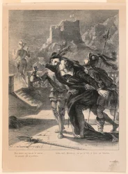 Illustration för Hamlet: Hamlet försöker följa sin fars spöke (I,4)
