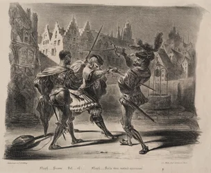 Illustrationer för Faust: Duell av Faust och Valentin