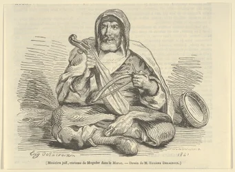 Judisk musiker i Mogador-dräkt, Marocko, 1842., 1842.