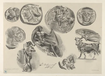 Ark med nio antika mynt, 1825., 1825.