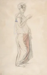 Stående kvinna i marockansk kostym, ca. 1834.
