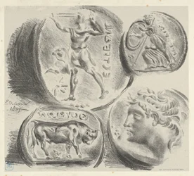 Studier av fyra grekiska mynt, 1825., 1825.