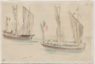Två båtar vid hamnen i Dieppe