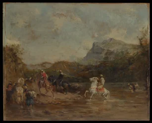 Araber som korsar en Ford, 1873.