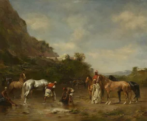 Araber som vattnar sina hästar, 1872