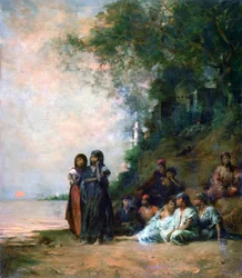 Egyptiska kvinnor vid vattnets kant, 1800-talet