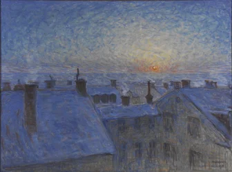 Soluppgång över Stockholms takåsar, 1903
