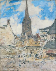 Kotava: "Biot ke Sainte-Catherine uja koe Honfleur (trutca ke Boudin)" - Franska
Franska: Le Clocher de Sainte-Catherine, Honfleur