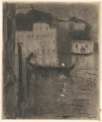 Gondol, kväll i Venedig