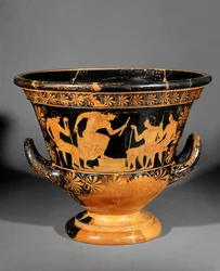 Rödfigurerad attisk krater, kallad Antaios krater ...