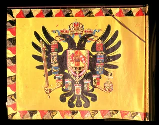 Den kejserliga Habsburgska dynastins flagga, ca 1700 (sidenmålning)