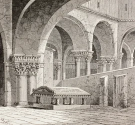 Godfrey de Bouillons grav i Heliga gravens kyrka, Jerusalem, ca 1880