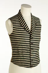 Väst med mörkgröna och vita horisontella ränder, ca 1800-50 (silke & ull)