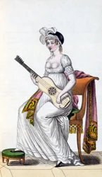 Kvinna med gitarr, sent 1700-tal