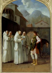 Saint Bruno (1030-1101), grundare av Kartuserorden får ett meddelande från påven Urban II (Urbano II)